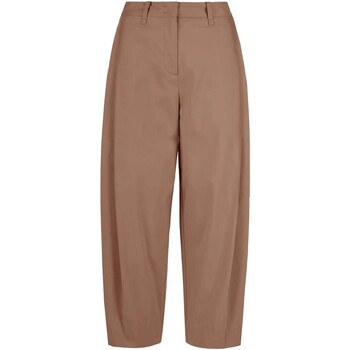 Textiel Dames Broeken / Pantalons Bomboogie Pleated Barrel-Leg Chinos Brown