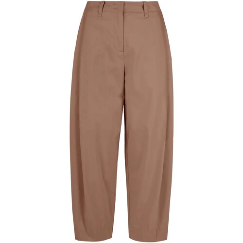 Textiel Dames Broeken / Pantalons Bomboogie Pleated Barrel-Leg Chinos Brown