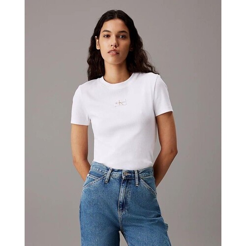 Textiel Dames T-shirts korte mouwen Calvin Klein Jeans J20J223552YAF Wit