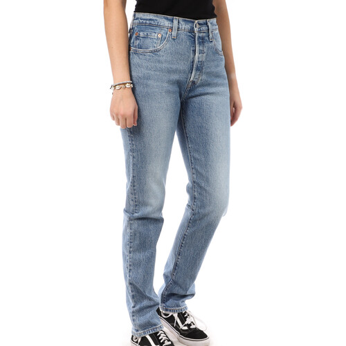 Textiel Dames Straight jeans Levi's  Blauw