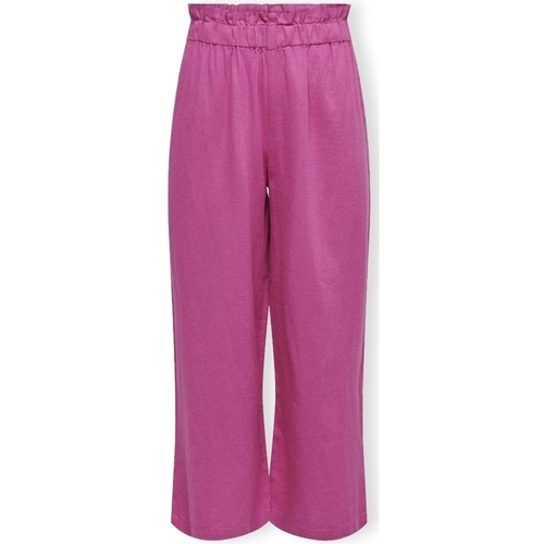 Textiel Dames Broeken / Pantalons Only Solvi-Caro Linen Trousers - Raspberry Rose Roze