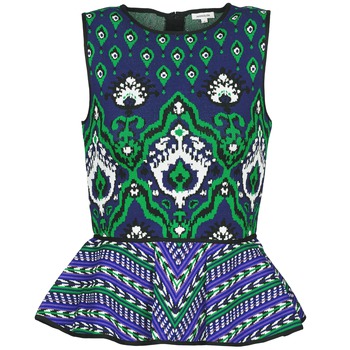 Textiel Dames Mouwloze tops Manoush JACQUARD OOTOMAN Blauw / Zwart / Groen