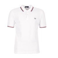 Textiel Heren Polo's korte mouwen Fred Perry SLIM FIT TWIN TIPPED Wit / Rood