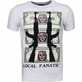 Textiel Heren T-shirts korte mouwen Local Fanatic AK Dollar Rhinestone Wit