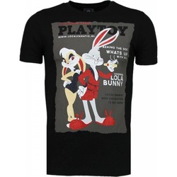 Textiel Heren T-shirts korte mouwen Local Fanatic Playtoy Bunny Rhinestone Zwart