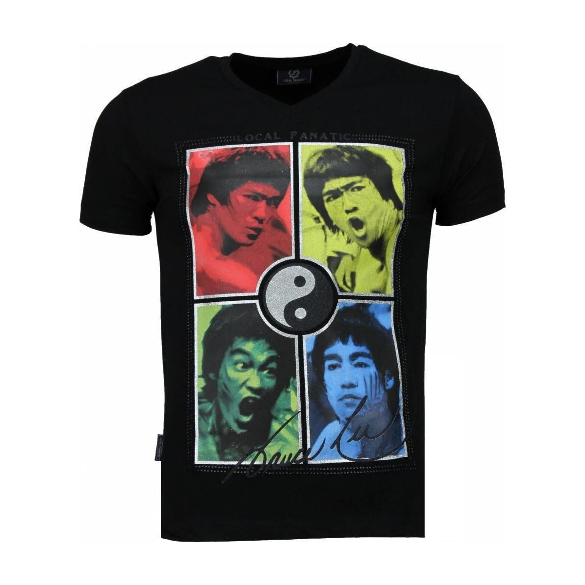 Textiel Heren T-shirts korte mouwen Local Fanatic Bruce Lee Ying Yang Zwart
