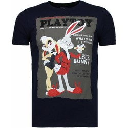 Textiel Heren T-shirts korte mouwen Local Fanatic Playtoy Bunny Rhinestone Blauw