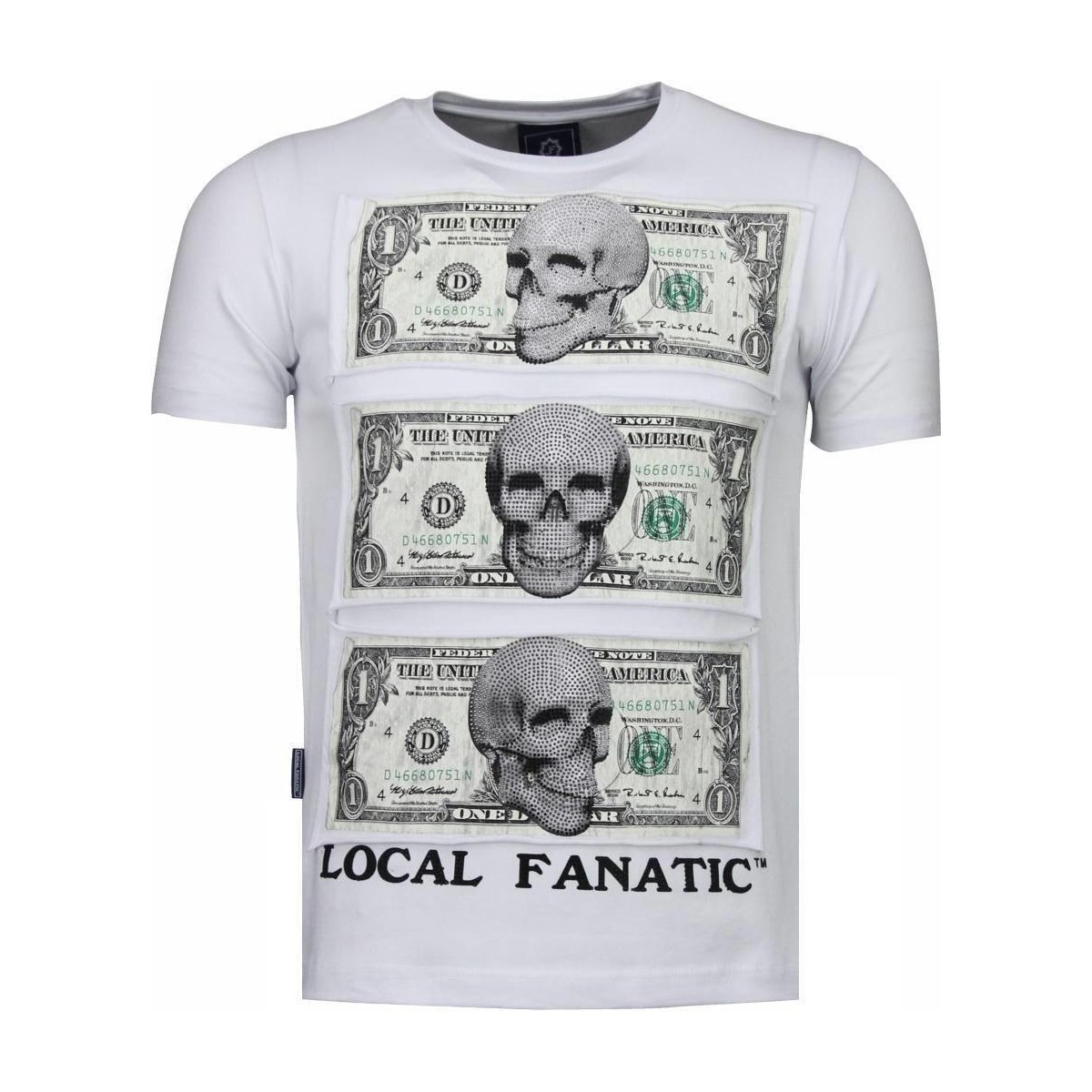 Textiel Heren T-shirts korte mouwen Local Fanatic Beter Have My Money Rhinestone Wit
