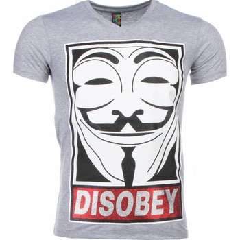 Textiel Heren T-shirts korte mouwen Local Fanatic Anonymous Disobey Print Grijs