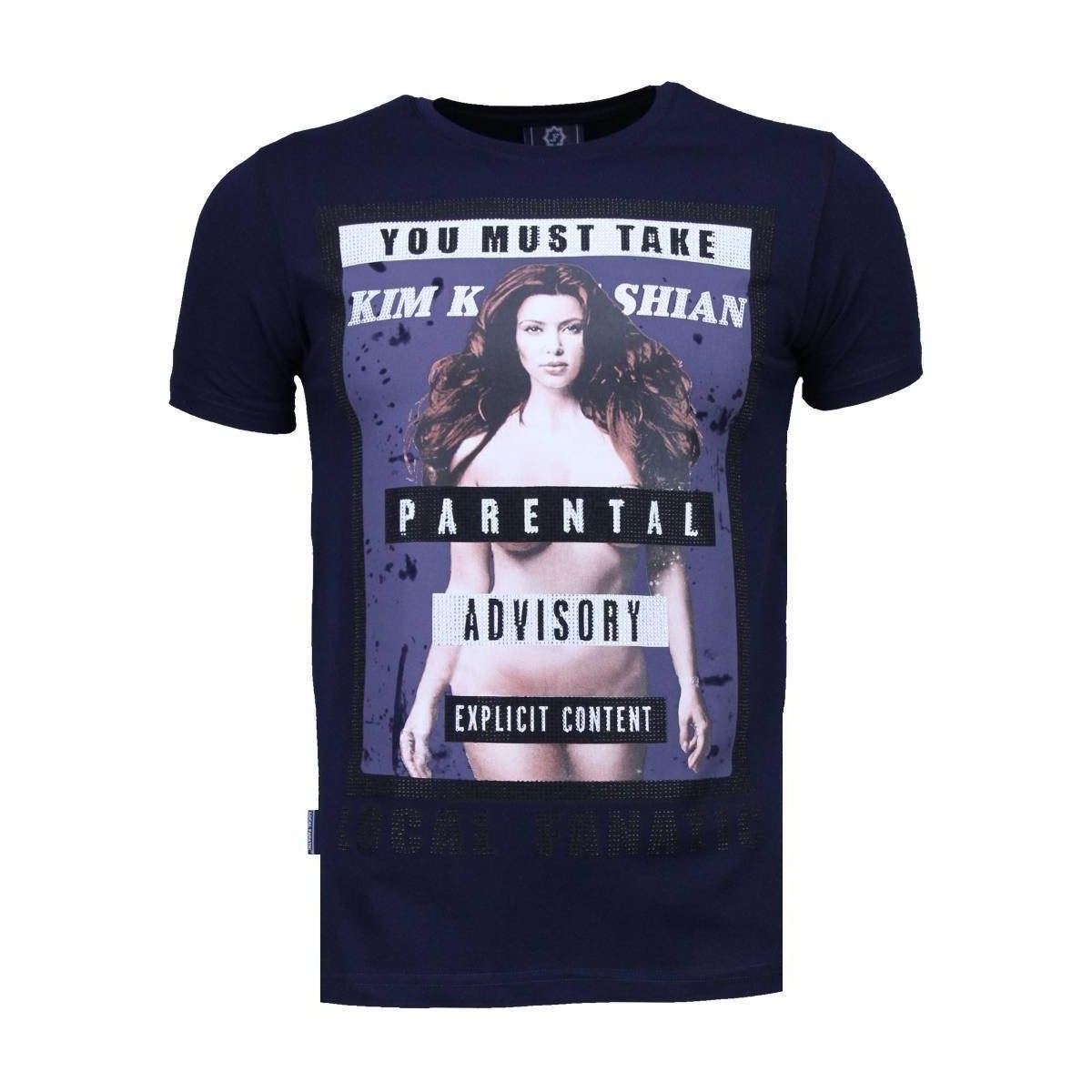 Textiel Heren T-shirts korte mouwen Local Fanatic Kim Kardashian Rhinestone Blauw