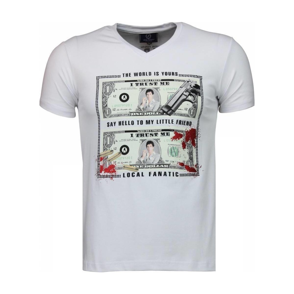 Textiel Heren T-shirts korte mouwen Local Fanatic Scarface Dollar Wit