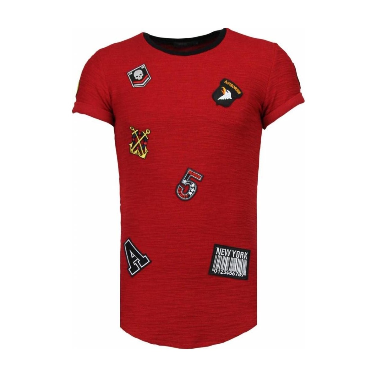Textiel Heren T-shirts korte mouwen Justing Military Patches Rood