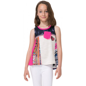 Textiel Meisjes T-shirts korte mouwen Desigual T-Shirt Fille Ottawa Fuchsia Rose 71T30H3 Roze