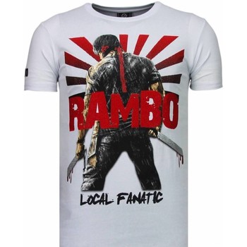 Textiel Heren T-shirts korte mouwen Local Fanatic Rambo Shine Rhinestone Wit