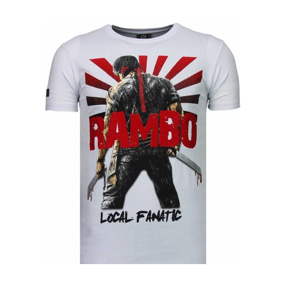 Textiel Heren T-shirts korte mouwen Local Fanatic Rambo Shine Rhinestone Wit
