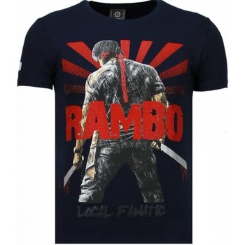 Textiel Heren T-shirts korte mouwen Local Fanatic Rambo Shine Rhinestone Blauw