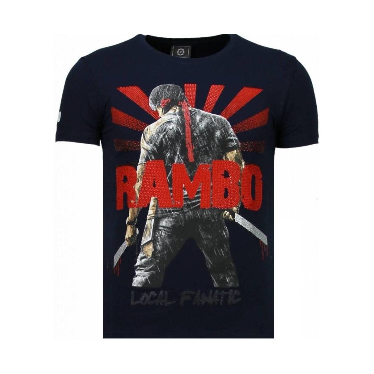 Textiel Heren T-shirts korte mouwen Local Fanatic Rambo Shine Rhinestone Blauw