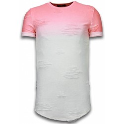 Textiel Heren T-shirts korte mouwen Justing Flare Effect Long Fi Dual Ed Wit, Roze
