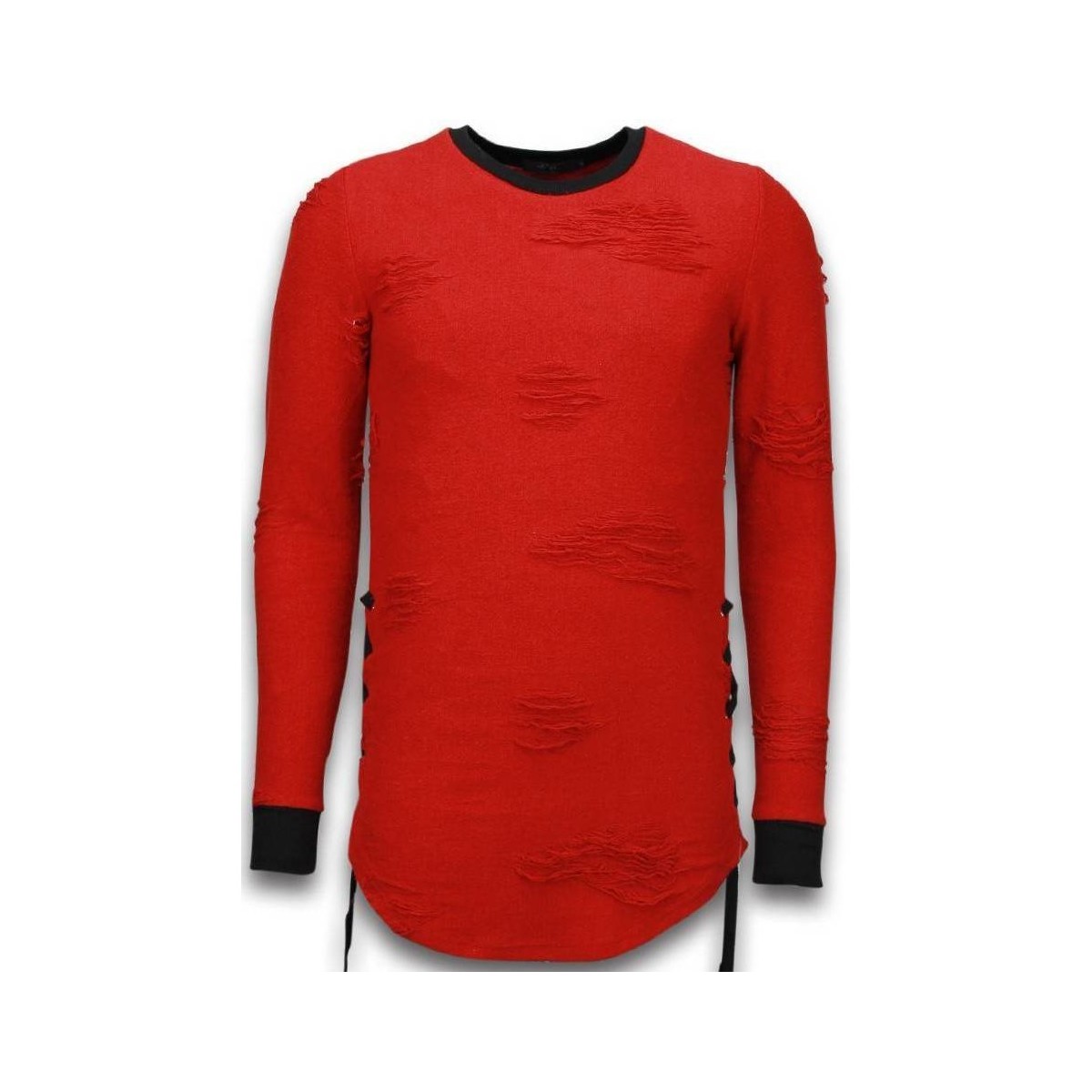 Textiel Heren Sweaters / Sweatshirts Justing Destroyed Look Side Laces Long Fit Rood
