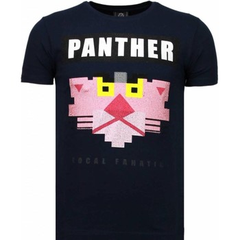 Textiel Heren T-shirts korte mouwen Local Fanatic Panther For A Cougar Rhinestone Blauw