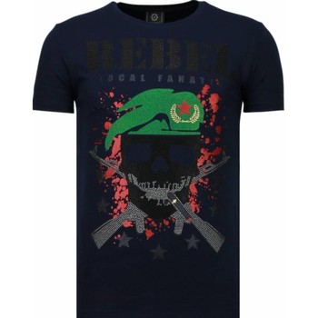 Textiel Heren T-shirts korte mouwen Local Fanatic Skull Rebel Rhinestone Zwart