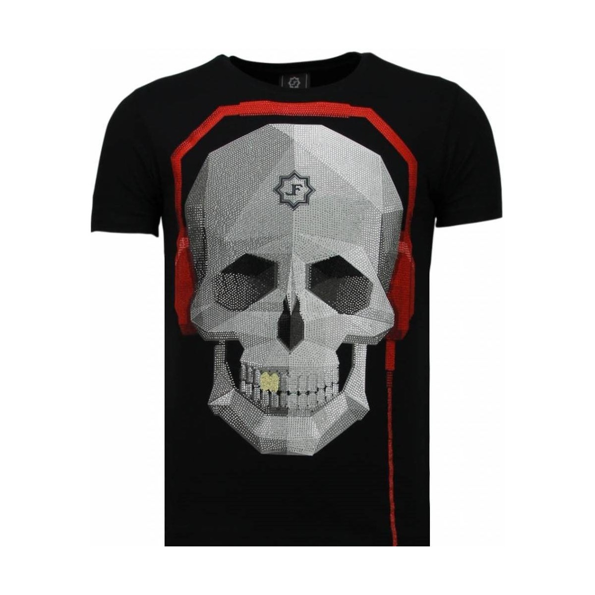 Textiel Heren T-shirts korte mouwen Local Fanatic Skull Bring The Beat Rhinestone Zwart