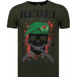 Textiel Heren T-shirts korte mouwen Local Fanatic Skull Rebel Rhinestone Groen