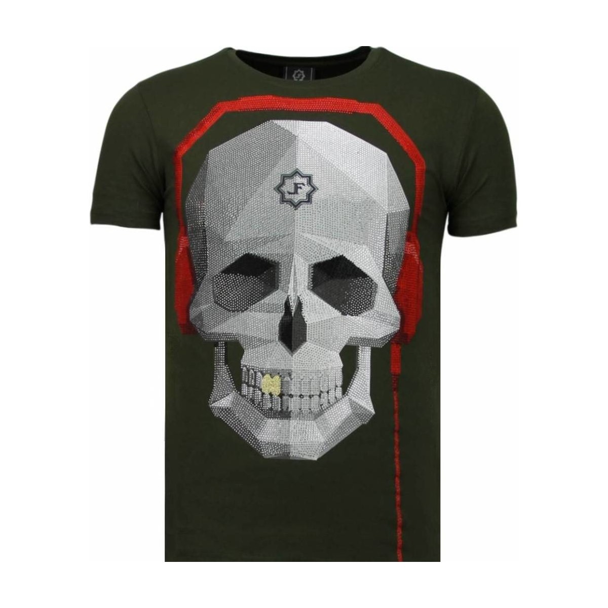 Textiel Heren T-shirts korte mouwen Local Fanatic Skull Bring The Beat Rhinestone Groen