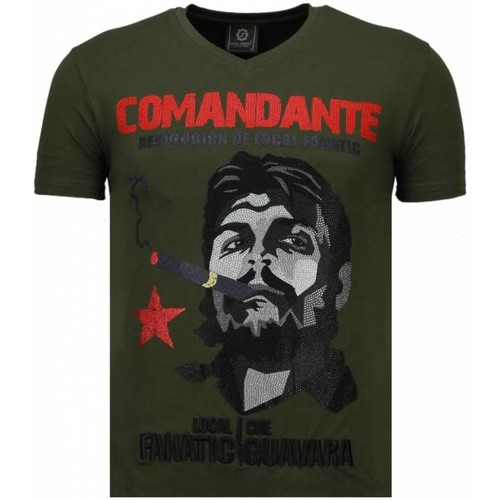 Textiel Heren T-shirts korte mouwen Local Fanatic Che Guevara Comandante Rhinestone Groen