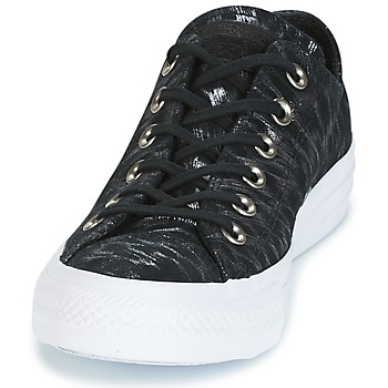 Converse CHUCK TAYLOR ALL STAR SHIMMER SUEDE OX BLACK/BLACK/WHITE Zwart / Wit
