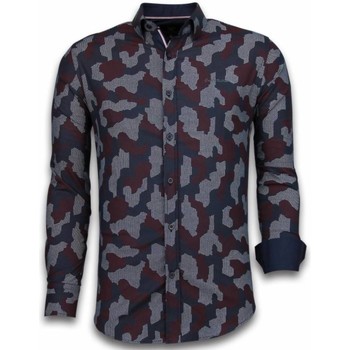 Textiel Heren Overhemden lange mouwen Tony Backer Blouse Dotted Camouflage Pattern Violet