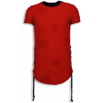 Textiel Heren T-shirts korte mouwen Justing Destroyed Look Ribbon Long Fit Rood