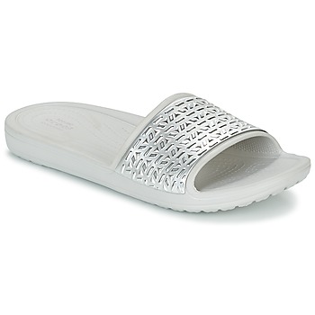 Schoenen Dames Slippers Crocs SLOANE GRAPHIC ETCHED SLIDE W Wit / Zilver