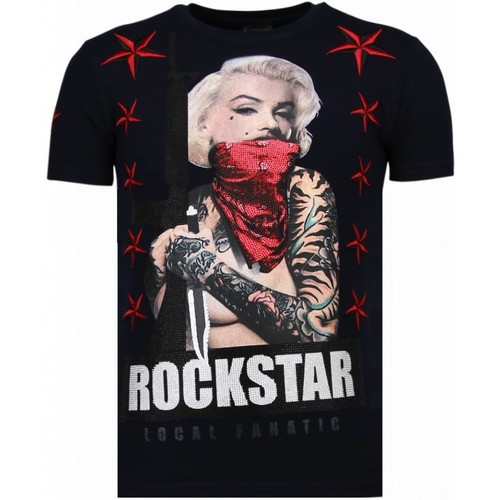 Textiel Heren T-shirts korte mouwen Local Fanatic Marilyn Rockstar Rhinestone Blauw