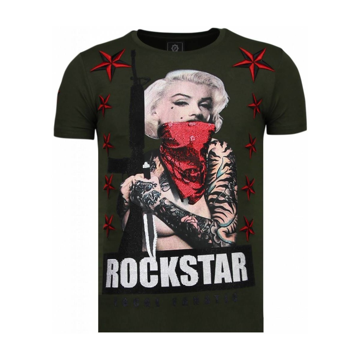 Textiel Heren T-shirts korte mouwen Local Fanatic Marilyn Rockstar Rhinestone Groen