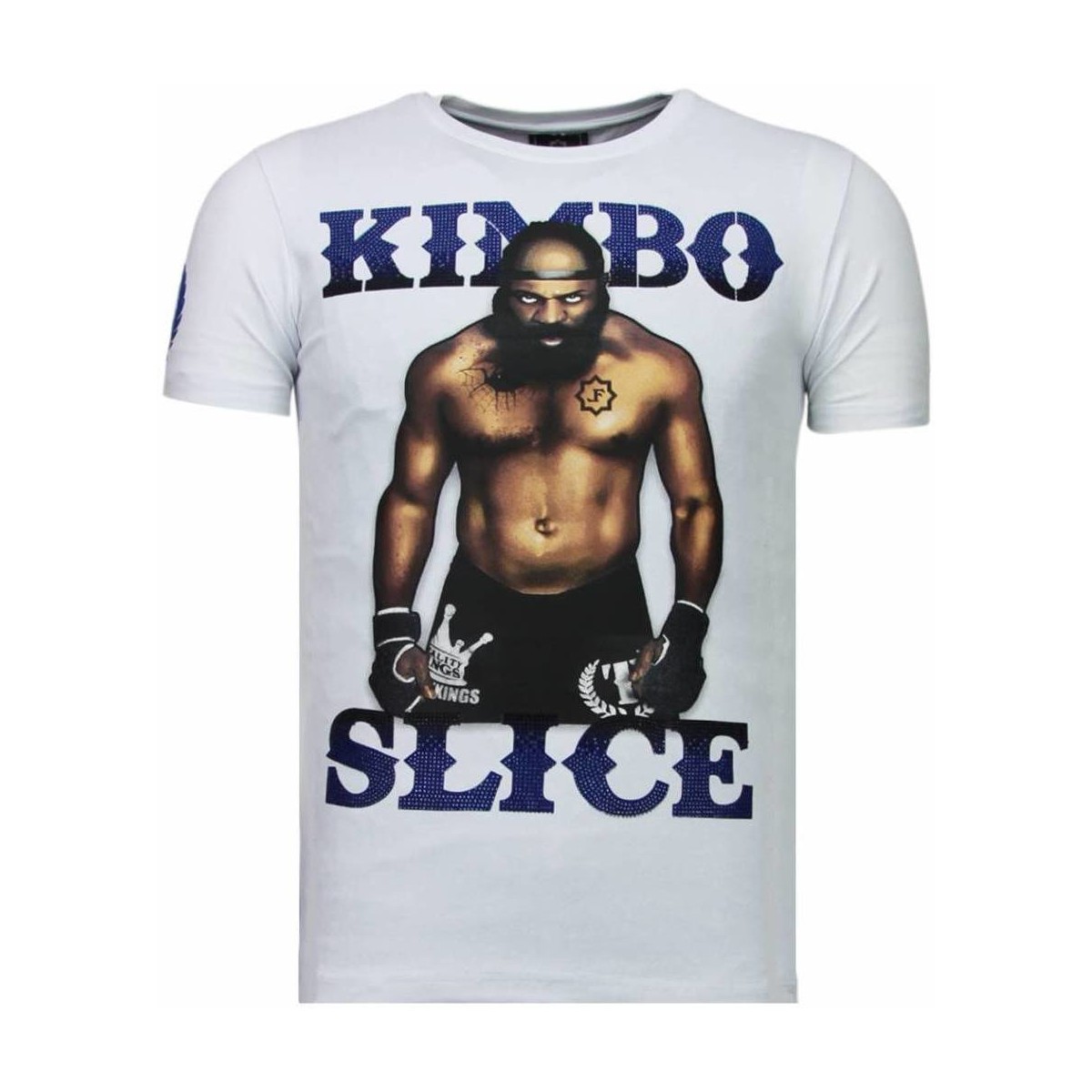 Textiel Heren T-shirts korte mouwen Local Fanatic Kimbo Slice Rhinestone Wit