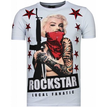 Textiel Heren T-shirts korte mouwen Local Fanatic Marilyn Rockstar Rhinestone Wit