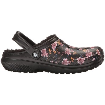 Schoenen Dames Leren slippers Crocs CLASSIC FUZZ LINED CLOG Zwart