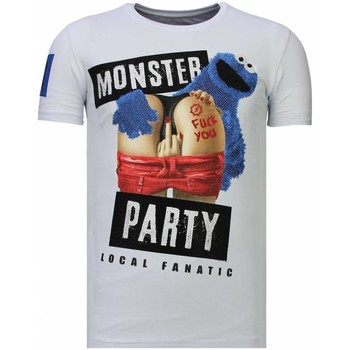 Textiel Heren T-shirts korte mouwen Local Fanatic Monster Party Rhinestone Wit