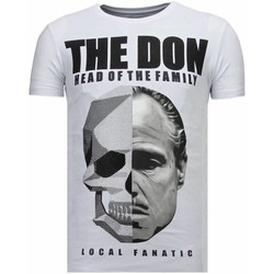 Textiel Heren T-shirts korte mouwen Local Fanatic The Don Skull Rhinestone Wit
