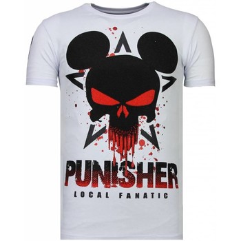 Textiel Heren T-shirts korte mouwen Local Fanatic Punisher Mickey Rhinestone Wit