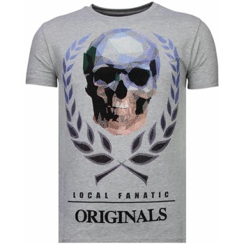 Textiel Heren T-shirts korte mouwen Local Fanatic Skull Originals Rhinestone Grijs