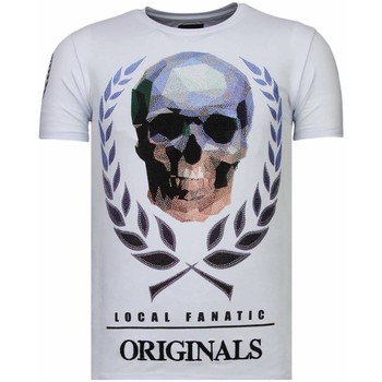 Textiel Heren T-shirts korte mouwen Local Fanatic Skull Originals Rhinestone Wit