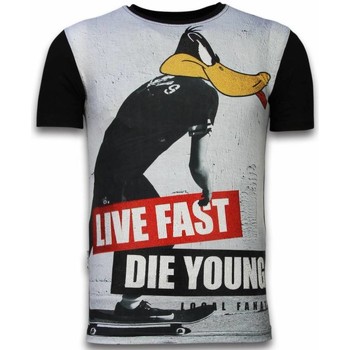 Textiel Heren T-shirts korte mouwen Local Fanatic Duck Live Fast Digital Rhinestone Zwart