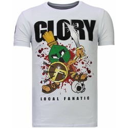 Textiel Heren T-shirts korte mouwen Local Fanatic Glory Martial Rhinestone Wit