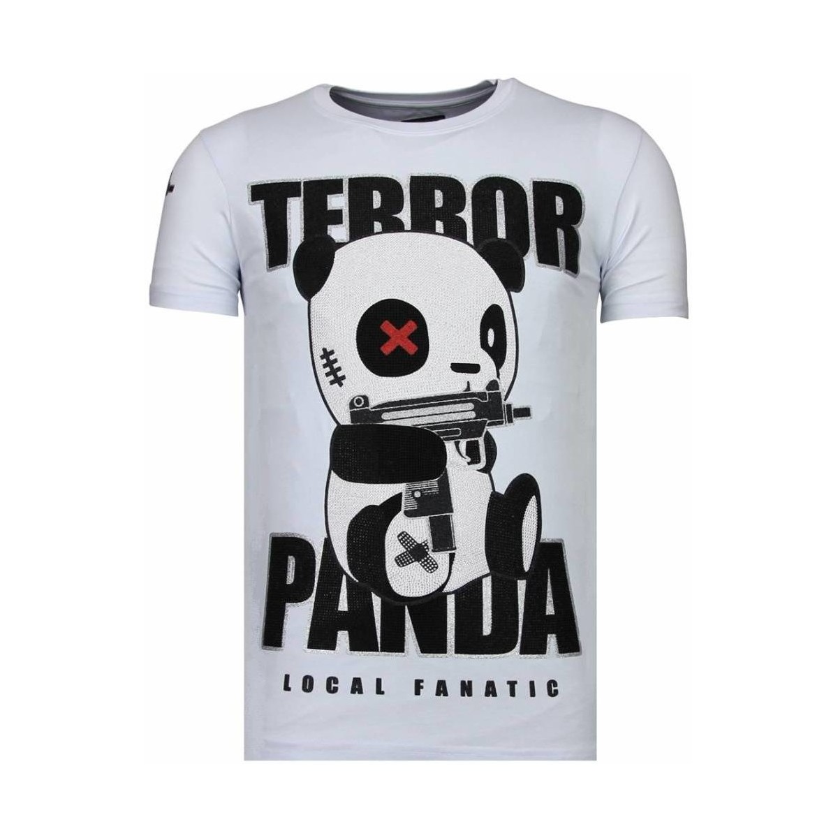 Textiel Heren T-shirts korte mouwen Local Fanatic Terror Panda Rhinestone Wit