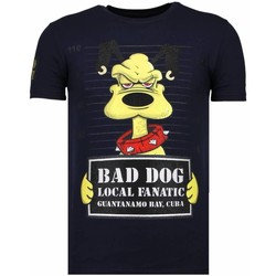 Textiel Heren T-shirts korte mouwen Local Fanatic Bad Dog Rhinestone Blauw
