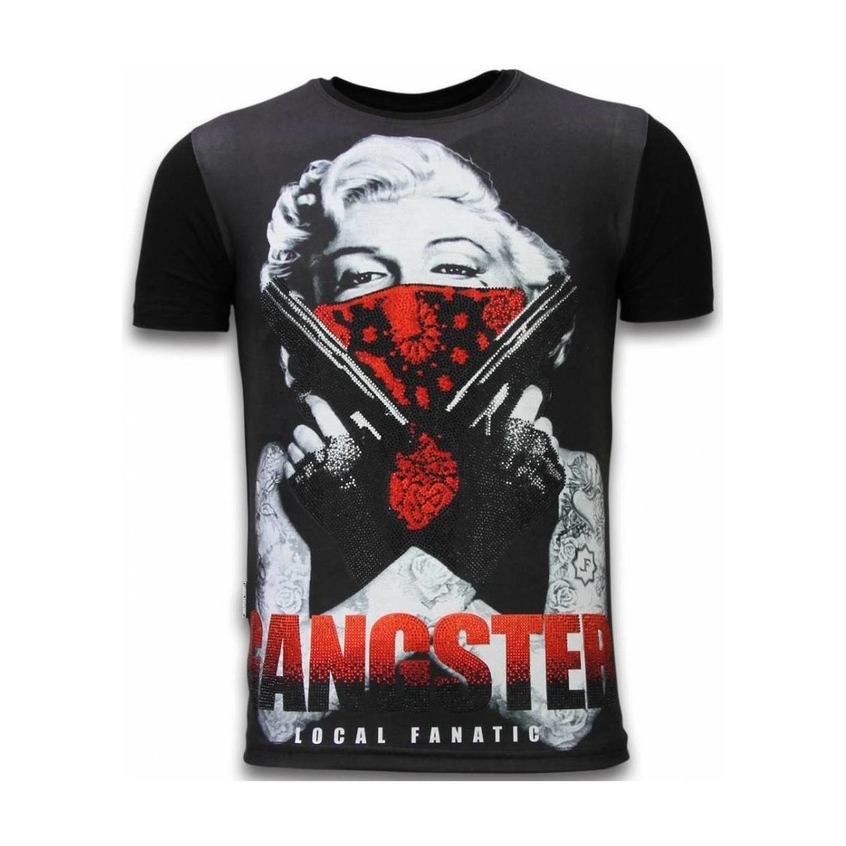 Textiel Heren T-shirts korte mouwen Local Fanatic Gangster Marilyn Digital Rhinestone Zwart